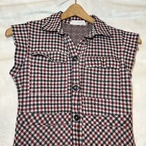 Girls‎ Zara Plaid Gingham Checkered Sleeveless Dress Size 13/14 Red/White/Blue